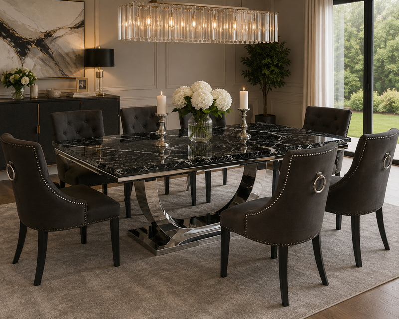 Chrome & Silver Frame Dining Tables