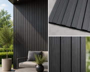 Linear Weatherproof Composite Outdoor Wall Panels - Black - 240 x 16(Pack of 12)