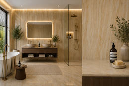 Marble Bathroom Wall Panels - Cream Marble - 240 x 60