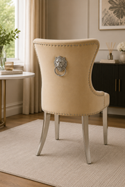 Chelsea Dining Chair – Lion Knocker – Chrome Legs – Velvet – 62 x 60 x 96cm