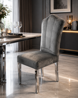 Alice Dining Chair – Chrome Legs – Crushed Velvet