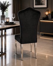 Alice Black Dining Chair – Chrome Legs – Crushed Velvet – 59 x 46 x 105cm
