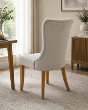 Bentley Beige Dining Chair – Oak Legs – Fabric Upholstery – 48 x 60 x 93cm