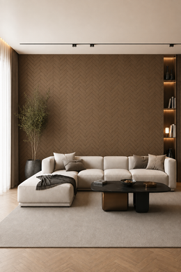 Herringbone Acoustic Wall Panels - Walnut - 240 x 60