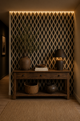 Wavy Acoustic Wall Panels - Dark Oak - 240 x 60