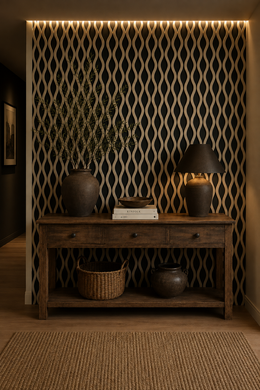 Wavy Acoustic Wall Panels - Oak - 240 x 60