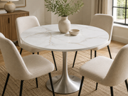Bentley 0.9m Round Kasi Ceramic Dining Table – Chrome