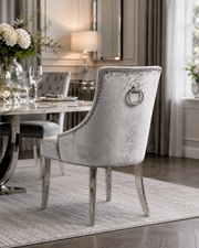 Jessica Chair – Ring Knocker – Chrome Legs – 55 x 55 x 95cm