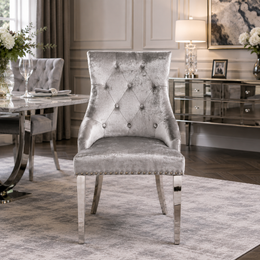 Jessica Chair – Ring Knocker – Chrome Legs – 55 x 55 x 95cm