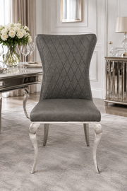 London PU Dark Grey Dining Chair – Chrome Legs – 60 x 50 x 100cm