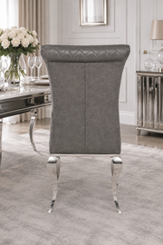 London PU Dark Grey Dining Chair – Chrome Legs – 60 x 50 x 100cm