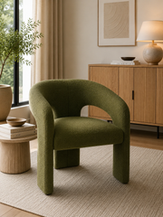 Oslo Bouclé Chair – Green / Light Grey / Off-White – 63 x 56 x 77cm