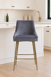 G-Milan Bar Stool – Gold Legs – Ribbed Velvet – 49 x 55 x 97cm