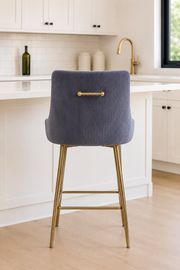 G-Milan Bar Stool – Gold Legs – Ribbed Velvet – 49 x 55 x 97cm