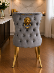 G-Lewis Chair – Lion Knocker – Gold Legs – 65 x 52 x 94cm
