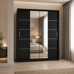 Lisbon Sliding Mirror Wardrobe – 120cm, 150cm, 180cm & 203cm