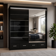Sycylia High Gloss Sliding Mirror Wardrobe – 150cm, 208cm & 255cm