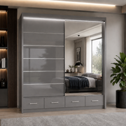 Sycylia High Gloss Sliding Mirror Wardrobe – 150cm, 208cm & 255cm