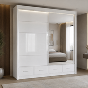 Sycylia High Gloss Sliding Mirror Wardrobe – 150cm, 208cm & 255cm