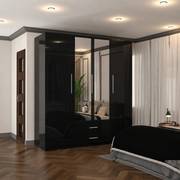 High Gloss Hinged Door Wardrobe with Silver Handles – 90cm & 160cm