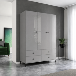 Dalia White 3 Door Hinged Wardrobe with Drawers – 150cm