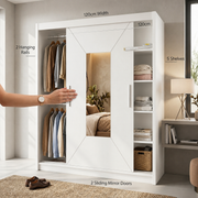 Nicole Sliding Mirror Wardrobe – 120cm, 150cm, 180cm & 203cm