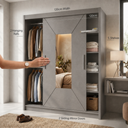 Nicole Sliding Mirror Wardrobe – 120cm, 150cm, 180cm & 203cm