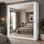 Houston White Sliding Mirror Wardrobe – Multiple Sizes