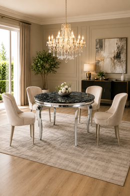 Lewis 1.3m Round Dining Table – Chrome Frame