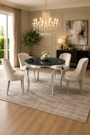 Lewis 1.3m Round Dining Table – Chrome Frame