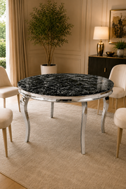 Lewis 1.3m Round Dining Table – Chrome Frame