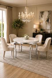 Lewis 1.3m Round Dining Table – Chrome Frame