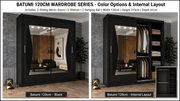 Batumi Sliding Mirror Wardrobe – 120cm, 150cm, 180cm & 203cm