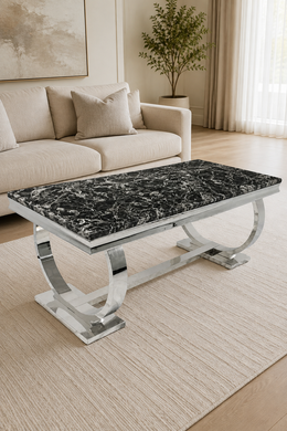 Chelsea Grey Marble & Chrome Dining Table – 150cm, 180cm & 200cm
