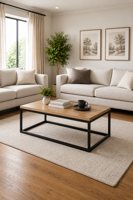 Siena Coffee Table – Oak Effect & Black Metal Frame
