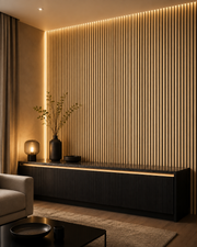 Slatted MDF Acoustic Wall Panels - Nature Oak / Light Oak - 240 x 60cm