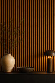 Slatted MDF Acoustic Wall Panels - Teak Oak - 240 x 60