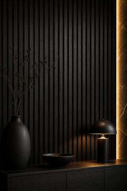 Slatted MDF Acoustic Wall Panels - Black - 240 x 60