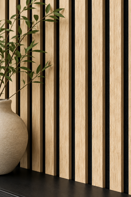 Slatted MDF Acoustic Wall Panels - Dark Oak - 240 x 60
