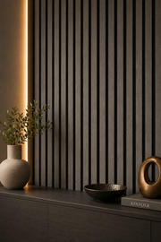 Slatted MDF Acoustic Wall Panels-Dark Grey- 240x60