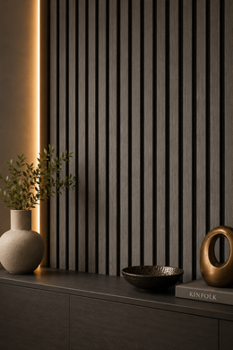 Slatted MDF Acoustic Wall Panels-Dark Grey- 240x60