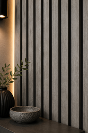 Slatted MDF Acoustic Wall Panels - Light Grey - 240 x 60