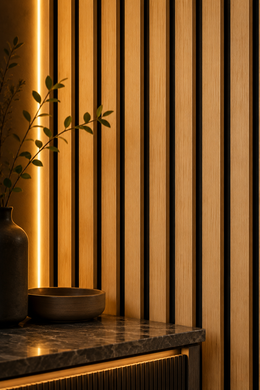 Slatted MDF Acoustic Wall Panels - Nature Oak / Light Oak - 240 x 60cm