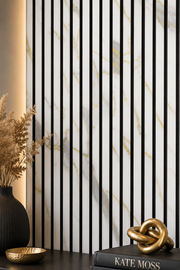 Marble Acoustic Wall Panels - Gold & White - 240 x 60