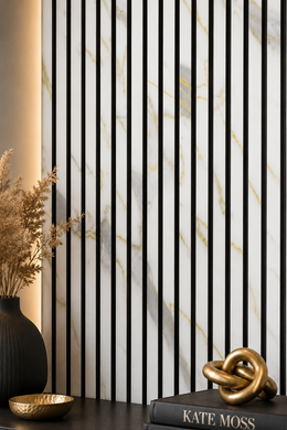 Marble Acoustic Wall Panels - Gold & White - 240 x 60