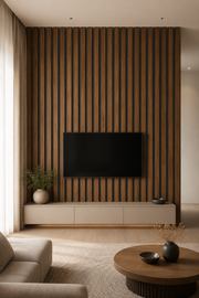 Linear PVC Waterproof Wall Panels - Walnut - 240 x 30 (Pack of 8)