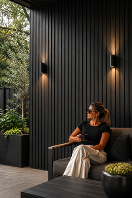 Linear Weatherproof Composite Outdoor Wall Panels - Black - 240 x 16(Pack of 12)