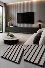 Linear PVC Waterproof Wall Panels - Light Grey - 240 x 30 (Pack of 8)