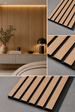 Linear PVC Waterproof Wall Panels - Oak - 240 x 30 (Pack of 8)