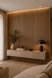 Linear PVC Waterproof Wall Panels - Oak - 240 x 30 (Pack of 8)